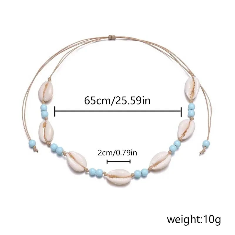 Shell beaded necklace braided chain choker - MERGE.DAY.1.FREESTYLE