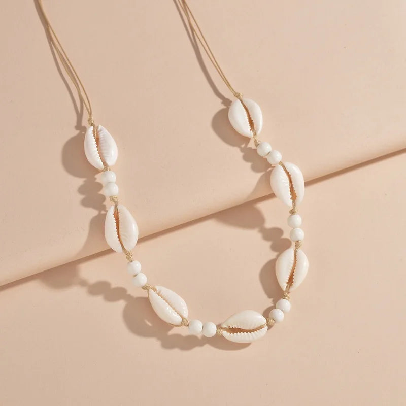 Shell beaded necklace braided chain choker - MERGE.DAY.1.FREESTYLE