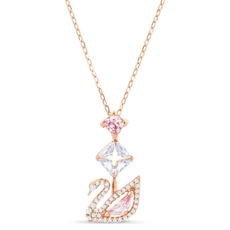 2024 fashion creative pink swan crystal necklace - MERGE.DAY.1.FREESTYLE