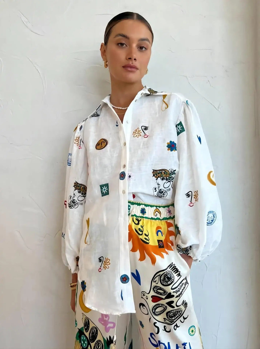 Beach Printed Lapel Shirt Pants Suits - MERGE.DAY.1.FREESTYLE