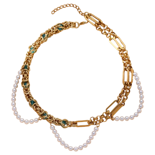 Double-layer pearl gold necklace - MERGE.DAY.1.FREESTYLE