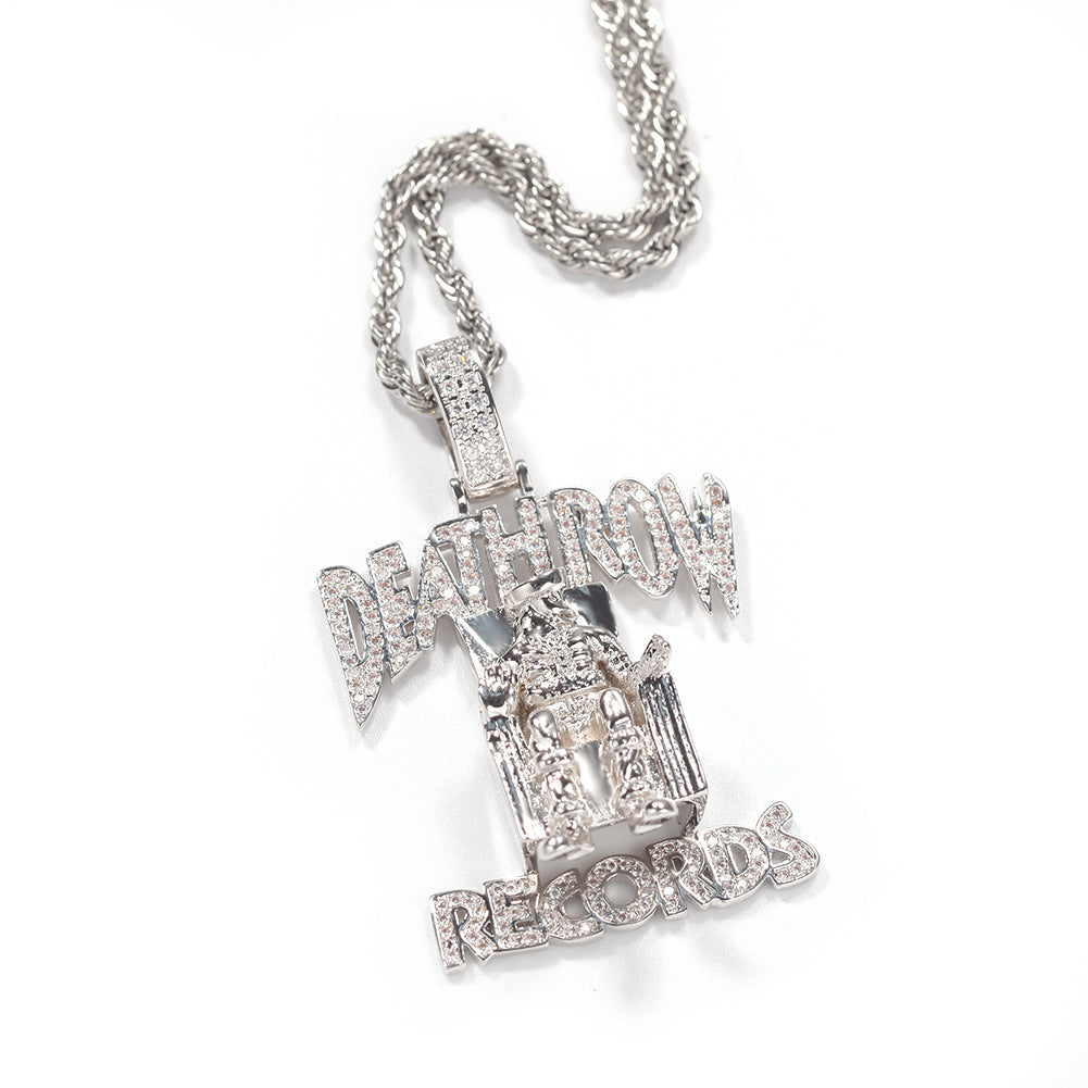 DEATHROW necklace inlaid with zircon and featuring hip-hop lettering - MERGE.DAY.1.FREESTYLE