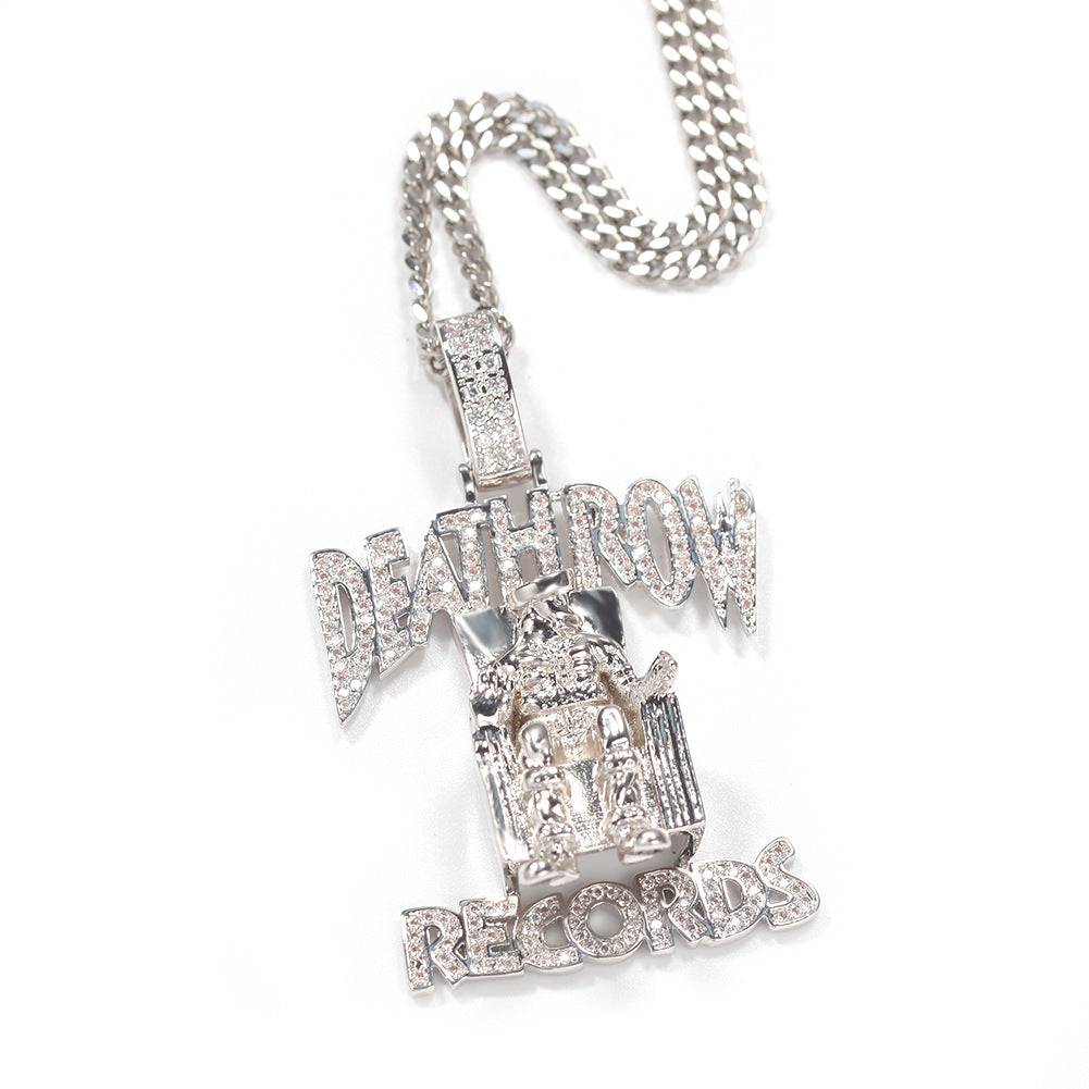 DEATHROW necklace inlaid with zircon and featuring hip-hop lettering - MERGE.DAY.1.FREESTYLE