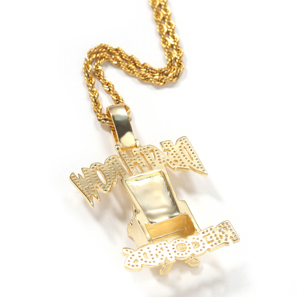 DEATHROW necklace inlaid with zircon and featuring hip-hop lettering - MERGE.DAY.1.FREESTYLE