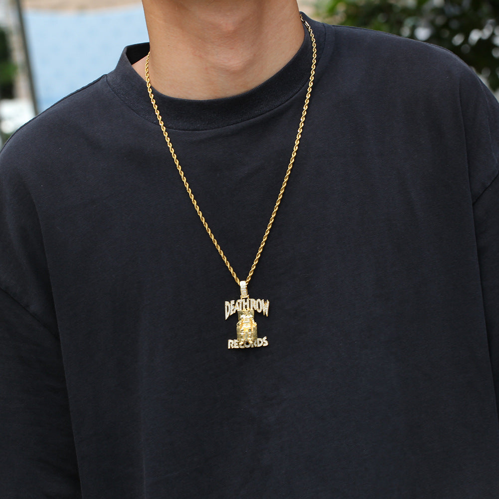 DEATHROW necklace inlaid with zircon and featuring hip-hop lettering - MERGE.DAY.1.FREESTYLE
