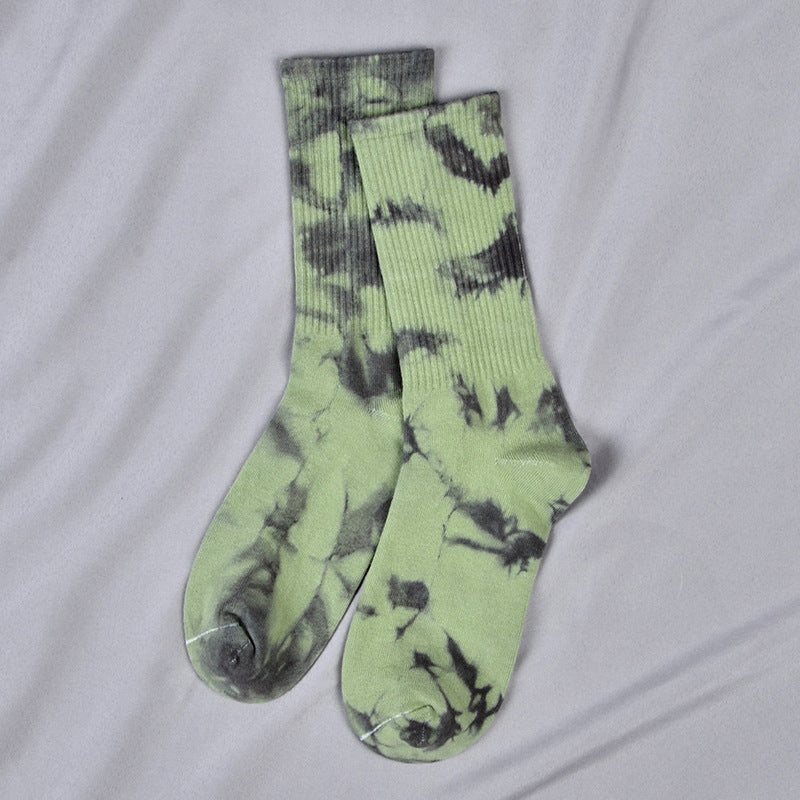 Tie-Dye Autumn and Winter Socks for Men and Women Mid-Calf High-Top Ins Street Fashion Socks European and American Skateboard Socks Wholesale Long-Tube Couple Socks