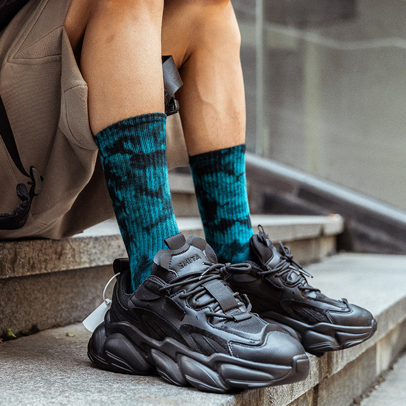 Tie-Dye Autumn and Winter Socks for Men and Women Mid-Calf High-Top Ins Street Fashion Socks European and American Skateboard Socks Wholesale Long-Tube Couple Socks