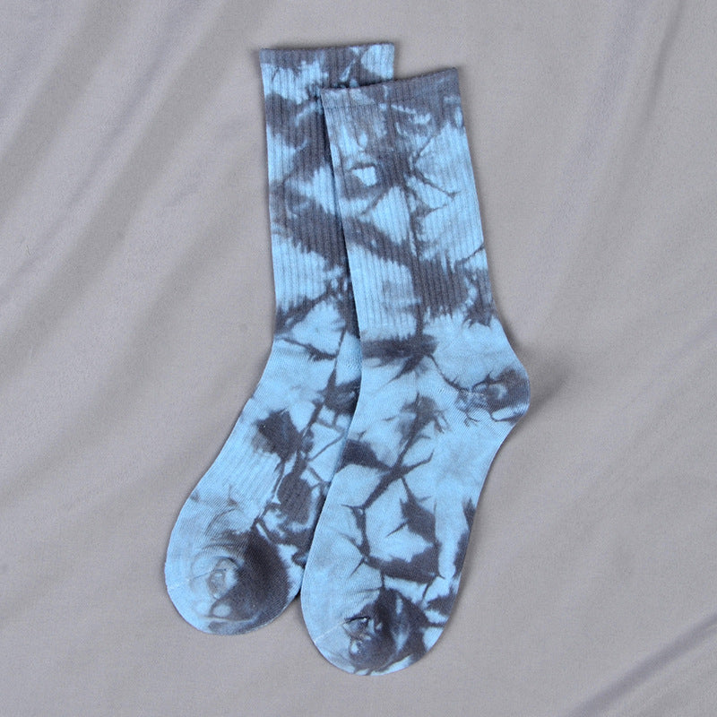 Tie-Dye Autumn and Winter Socks for Men and Women Mid-Calf High-Top Ins Street Fashion Socks European and American Skateboard Socks Wholesale Long-Tube Couple Socks