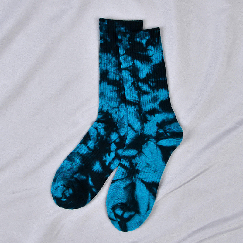 Tie-Dye Autumn and Winter Socks for Men and Women Mid-Calf High-Top Ins Street Fashion Socks European and American Skateboard Socks Wholesale Long-Tube Couple Socks