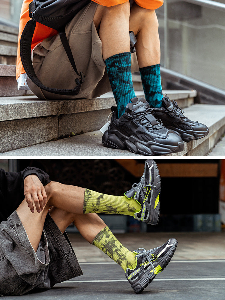 Tie-Dye Autumn and Winter Socks for Men and Women Mid-Calf High-Top Ins Street Fashion Socks European and American Skateboard Socks Wholesale Long-Tube Couple Socks