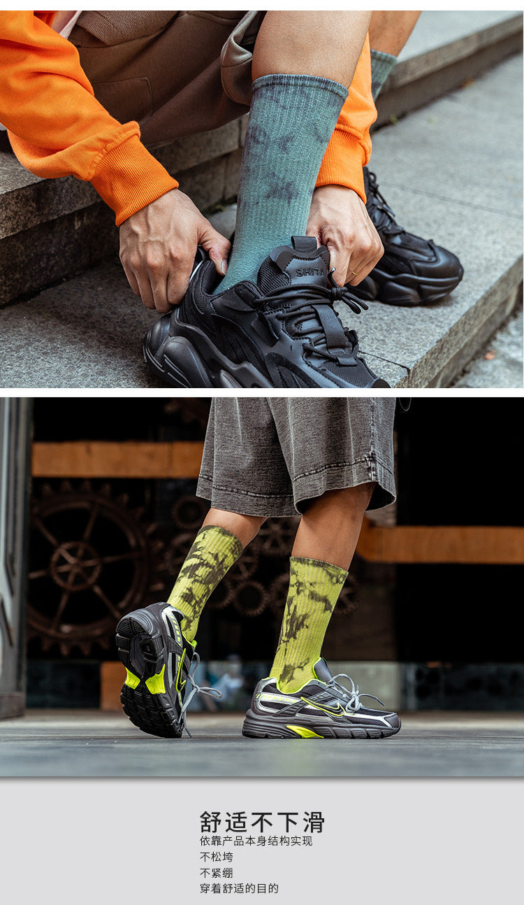 Tie-Dye Autumn and Winter Socks for Men and Women Mid-Calf High-Top Ins Street Fashion Socks European and American Skateboard Socks Wholesale Long-Tube Couple Socks