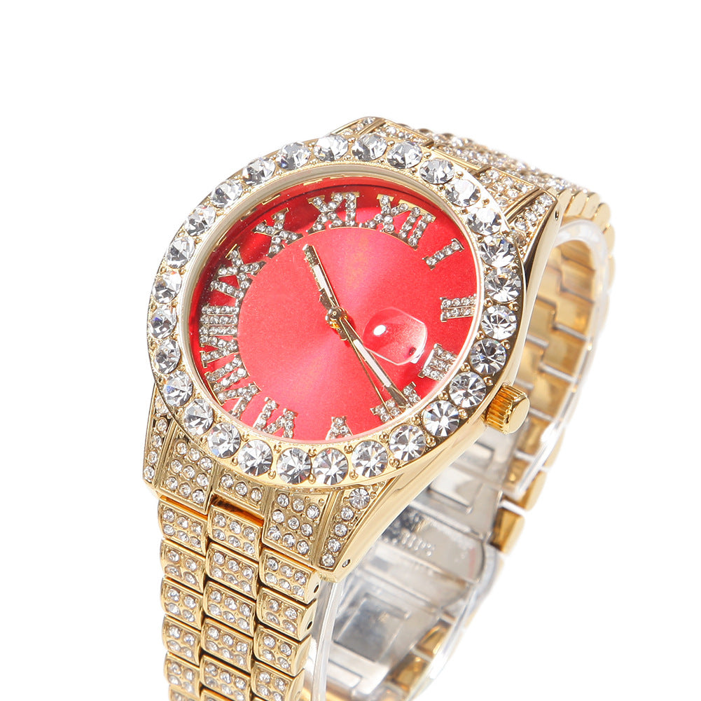 Hip-hop watch with Roman numerals and diamonds, large dial - MERGE.DAY.1.FREESTYLE