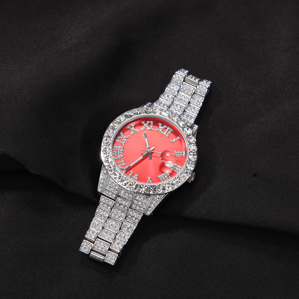 Hip-hop watch with Roman numerals and diamonds, large dial - MERGE.DAY.1.FREESTYLE
