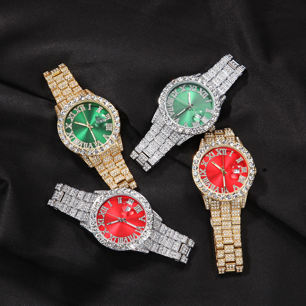 Hip-hop watch with Roman numerals and diamonds, large dial - MERGE.DAY.1.FREESTYLE
