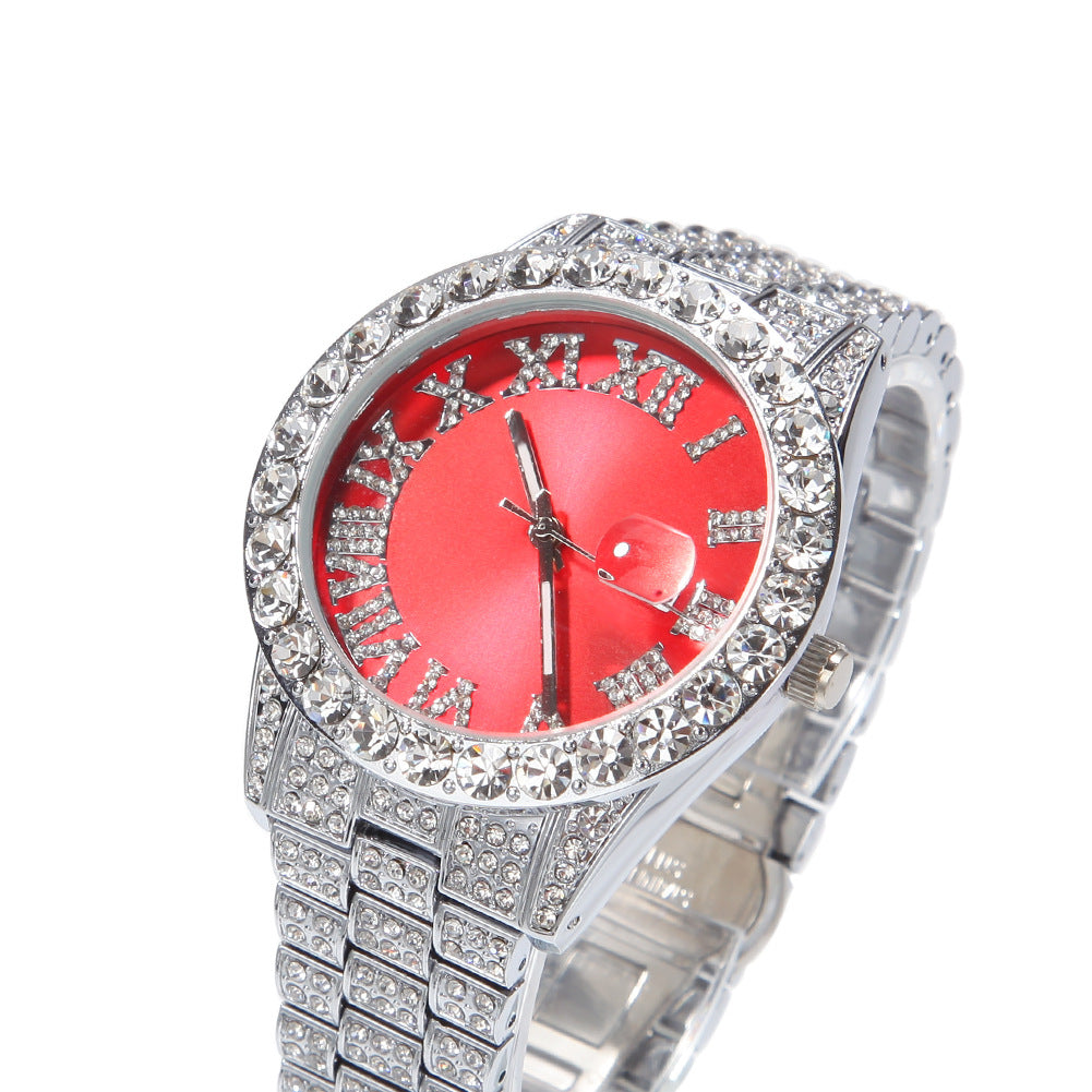 Hip-hop watch with Roman numerals and diamonds, large dial - MERGE.DAY.1.FREESTYLE