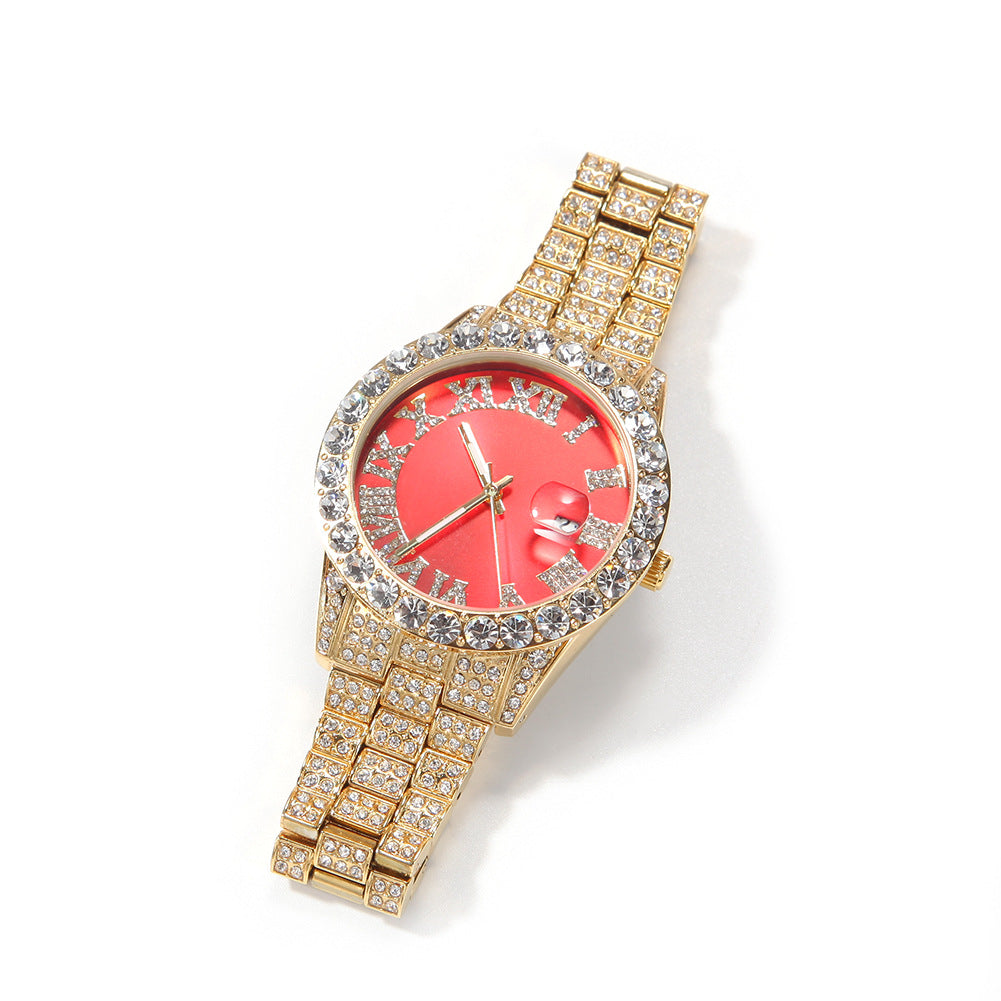 Hip-hop watch with Roman numerals and diamonds, large dial - MERGE.DAY.1.FREESTYLE
