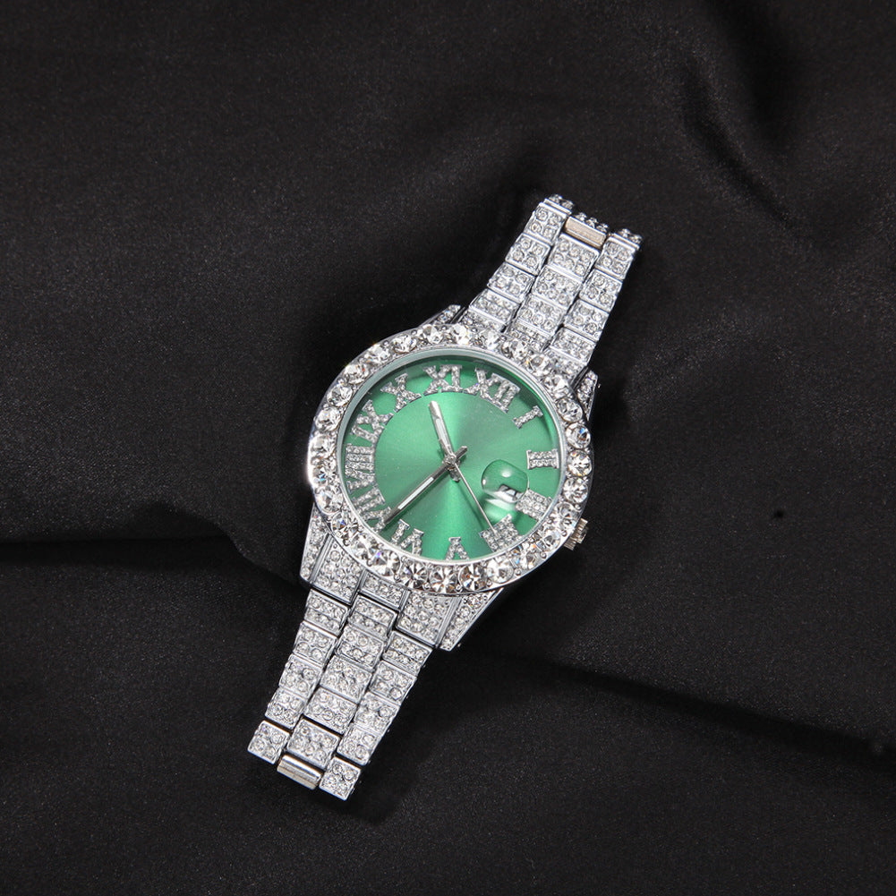 Hip-hop watch with Roman numerals and diamonds, large dial - MERGE.DAY.1.FREESTYLE