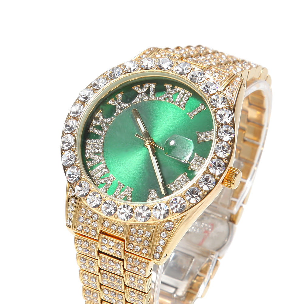 Hip-hop watch with Roman numerals and diamonds, large dial - MERGE.DAY.1.FREESTYLE