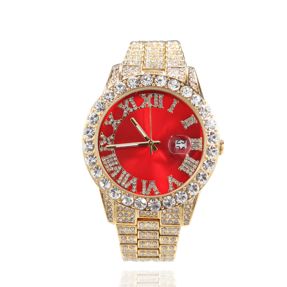 Hip-hop watch with Roman numerals and diamonds, large dial - MERGE.DAY.1.FREESTYLE