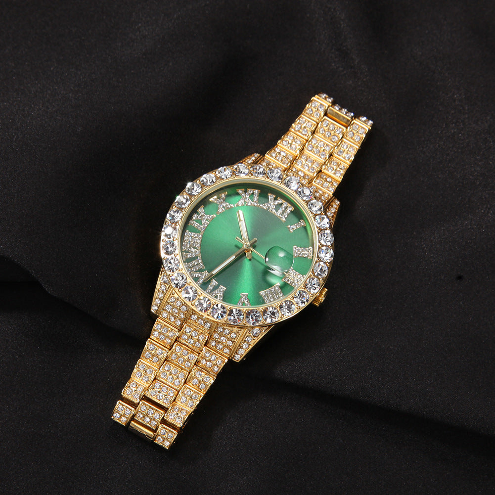 Hip-hop watch with Roman numerals and diamonds, large dial - MERGE.DAY.1.FREESTYLE
