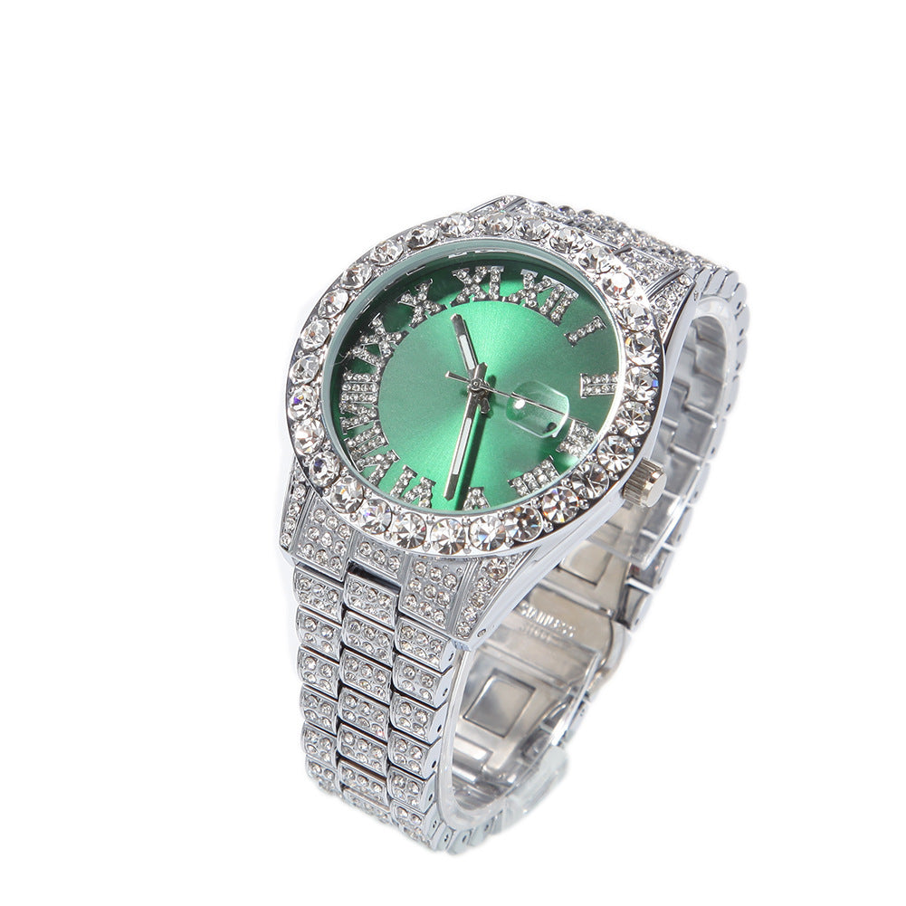 Hip-hop watch with Roman numerals and diamonds, large dial - MERGE.DAY.1.FREESTYLE