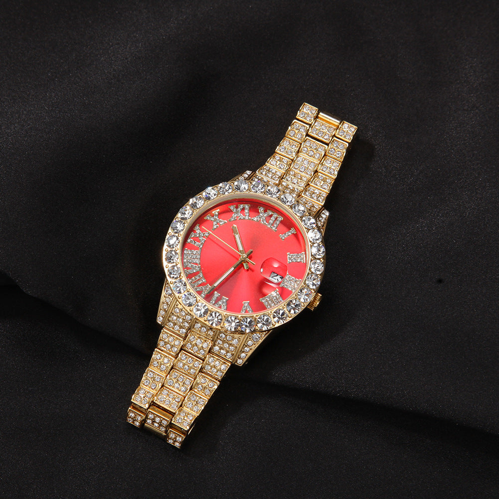 Hip-hop watch with Roman numerals and diamonds, large dial - MERGE.DAY.1.FREESTYLE