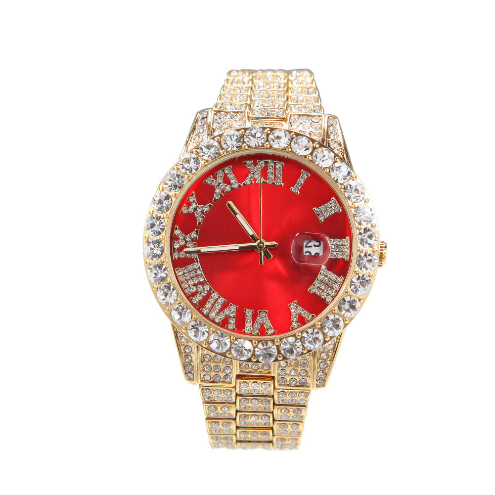 Hip-hop watch with Roman numerals and diamonds, large dial - MERGE.DAY.1.FREESTYLE