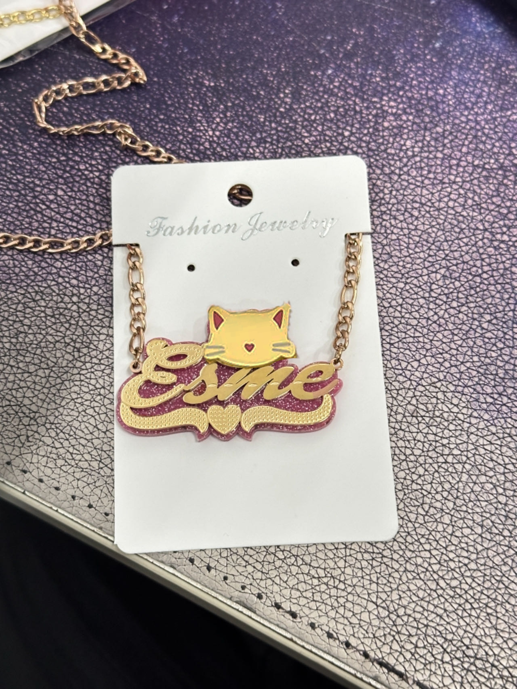 cut cat name necklace 14 karat gold name plates - MERGE.DAY.1.FREESTYLE