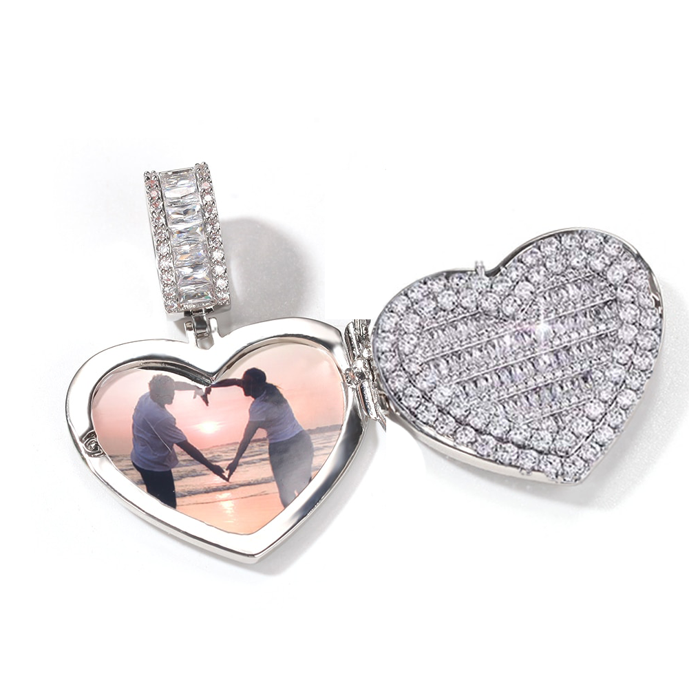 Large Size Heart Shape Custom Photo Locket Frame Pendant love necklaces for her - MERGE.DAY.1.FREESTYLE
