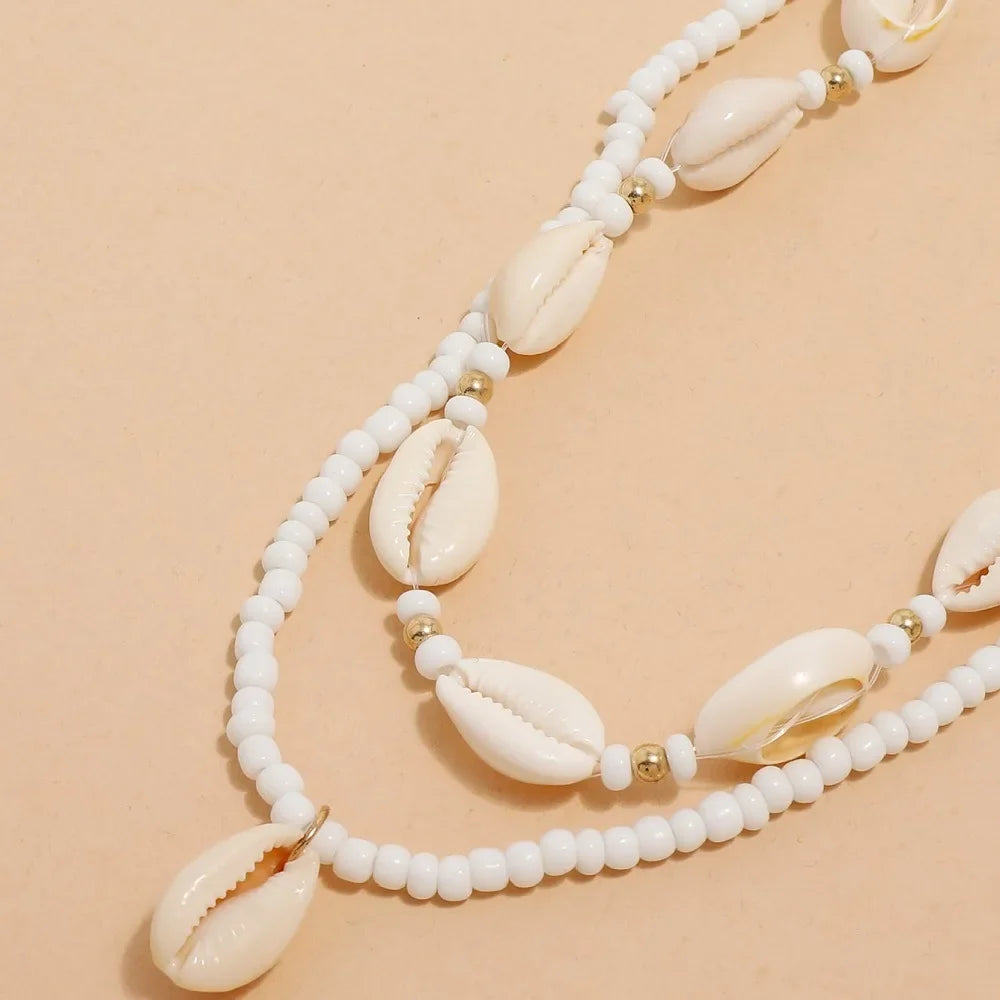 2pcs/set Summer Natural Sea Shell Choker Necklace Beads Chain for Woman - MERGE.DAY.1.FREESTYLE