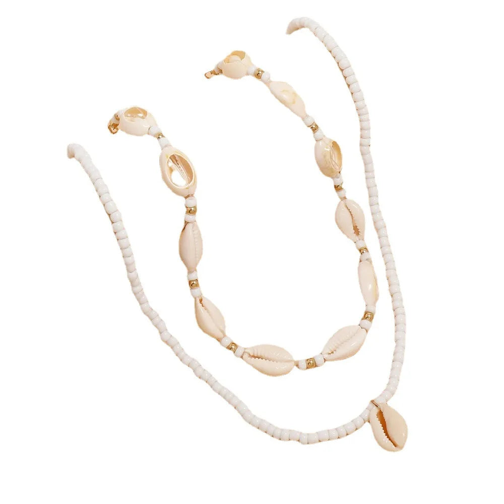 2pcs/set Summer Natural Sea Shell Choker Necklace Beads Chain for Woman - MERGE.DAY.1.FREESTYLE