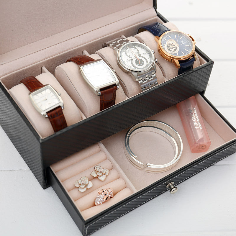 Men's drawer-style 4-seat leather watch display box - MERGE.DAY.1.FREESTYLE