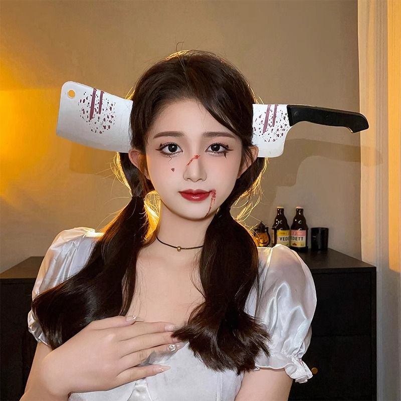 Halloween weird, scary headdress, headband, kitchen knife, wrench, axe, syringe - MERGE.DAY.1.FREESTYLE