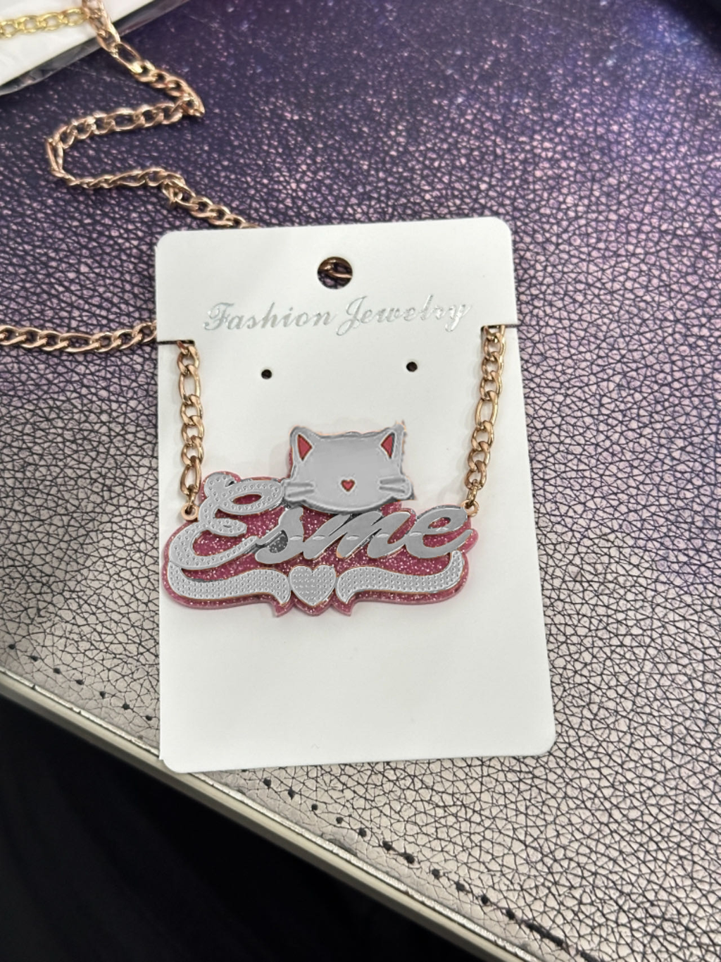 cut cat name necklace 14 karat gold name plates - MERGE.DAY.1.FREESTYLE