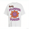 Women's Retro Flower Power Graphic T-Shirt – Smiley Face & Love Print Tee - MERGE.DAY.1.FREESTYLE