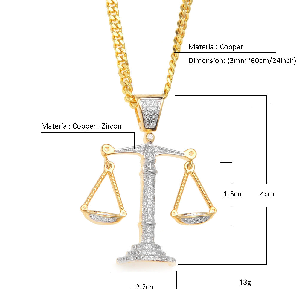 Justice Scale Iced Out CZ Hip Hop Necklace - MERGE.DAY.1.FREESTYLE