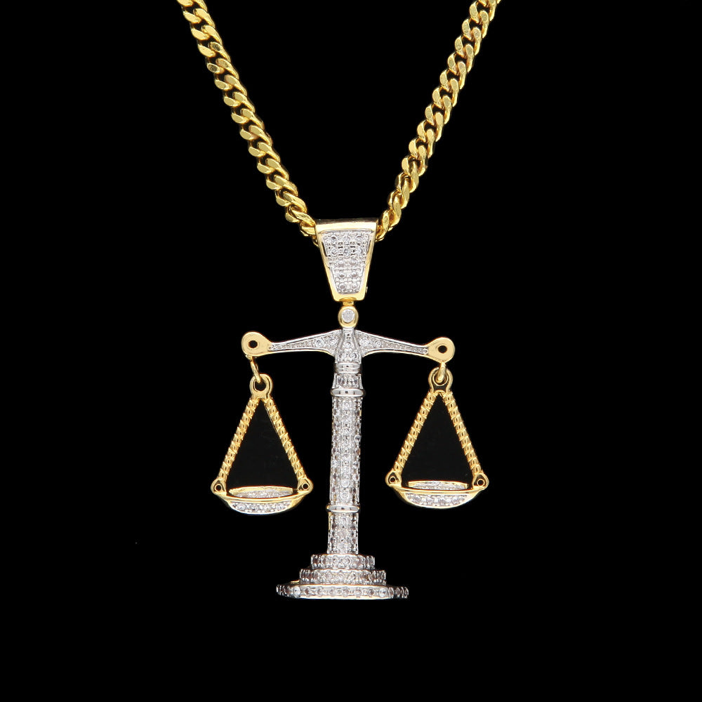 Justice Scale Iced Out CZ Hip Hop Necklace - MERGE.DAY.1.FREESTYLE
