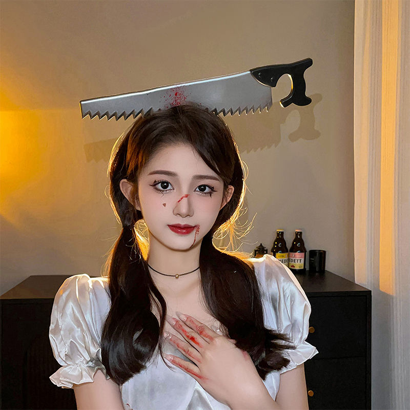 Halloween weird, scary headdress, headband, kitchen knife, wrench, axe, syringe - MERGE.DAY.1.FREESTYLE