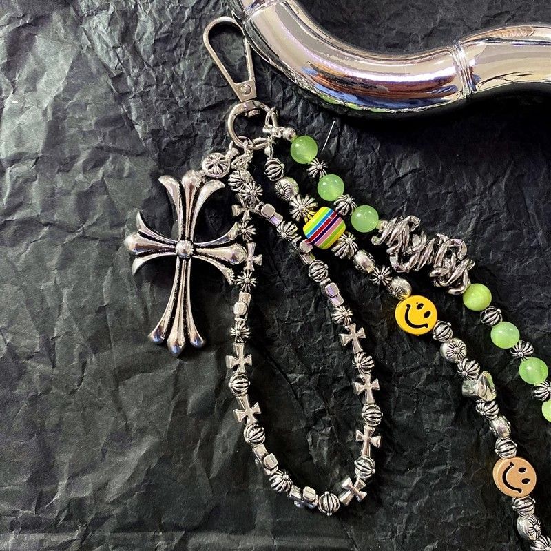 smiley face cross acrylic bead chain - MERGE.DAY.1.FREESTYLE