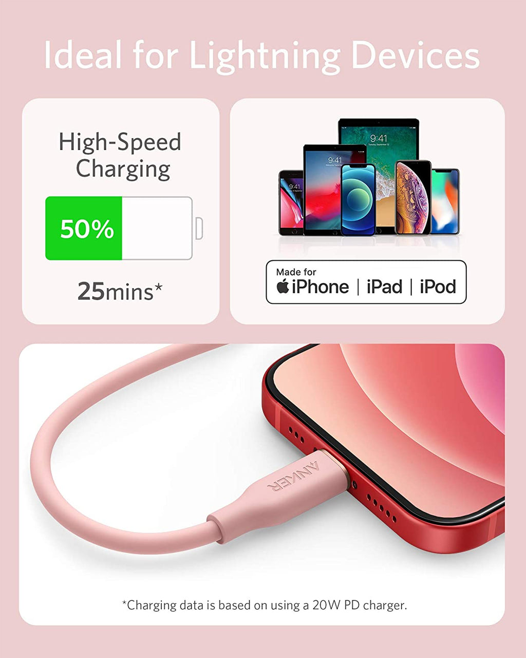 Anker <b>641</b> USB-C to Lightning Cable (Flow, 3 ft Silicone) - MERGE.DAY.1.FREESTYLE