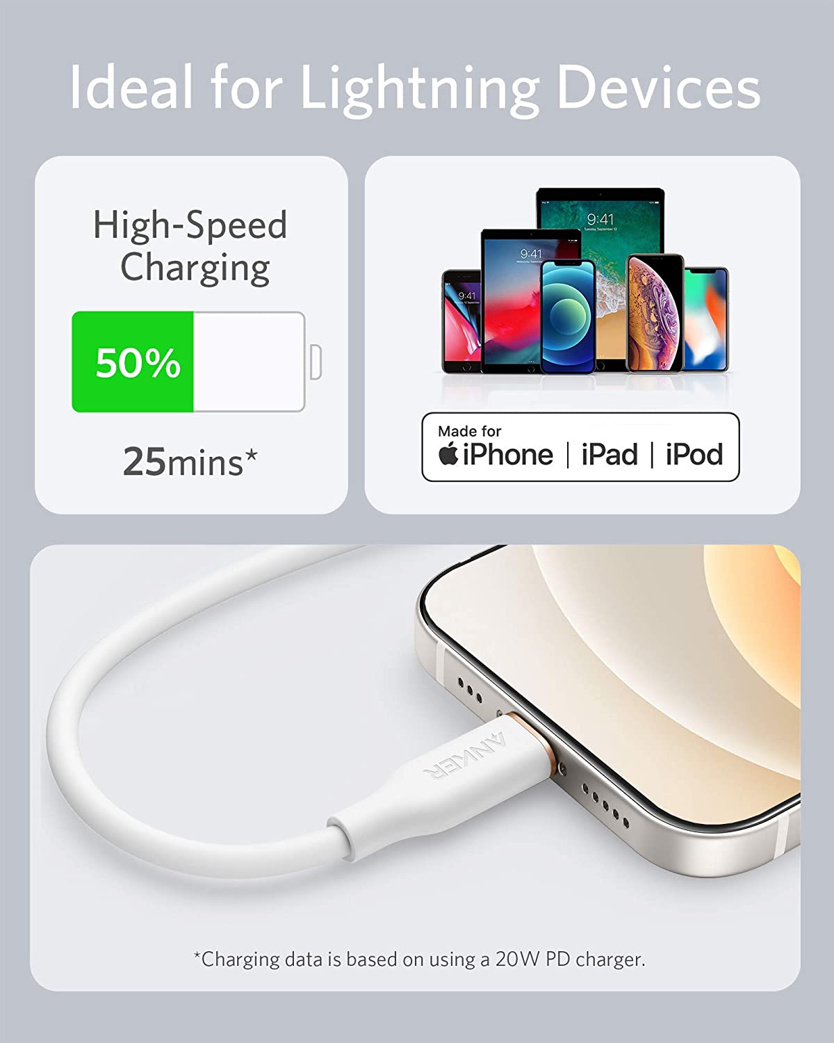 Anker <b>641</b> USB-C to Lightning Cable (Flow, 3 ft Silicone) - MERGE.DAY.1.FREESTYLE