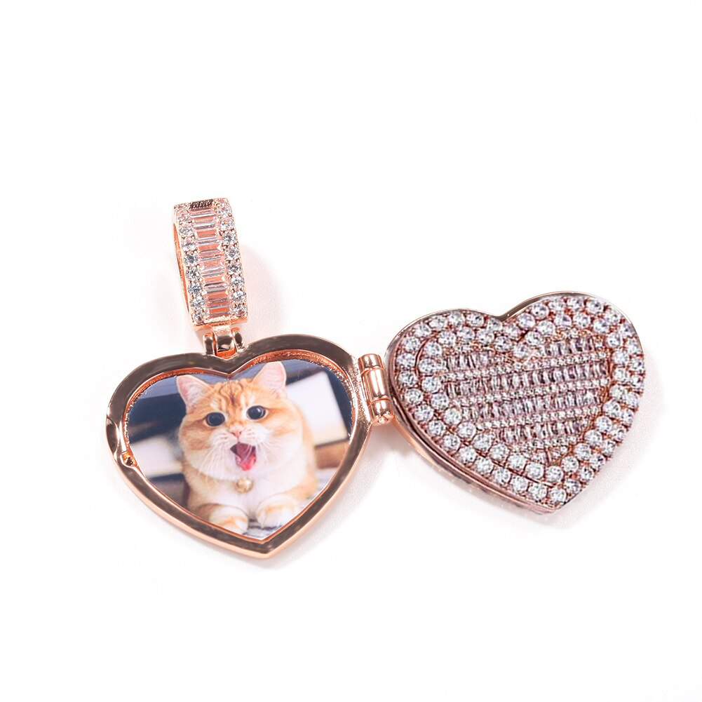 Large Size Heart Shape Custom Photo Locket Frame Pendant love necklaces for her - MERGE.DAY.1.FREESTYLE
