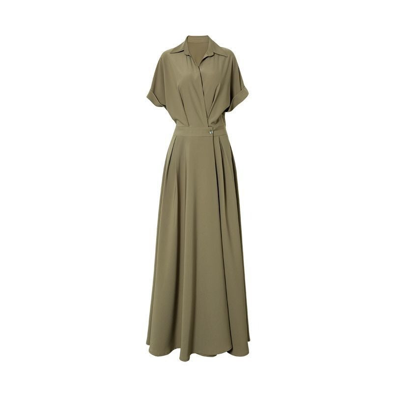 Turn-down Collar Women A-line Dress Long Sleeve Slim Waist Vestidos - MERGE.DAY.1.FREESTYLE