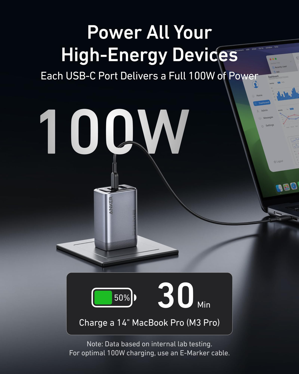 Anker Prime Charger (100W, 3 Ports, GaN) - MERGE.DAY.1.FREESTYLE