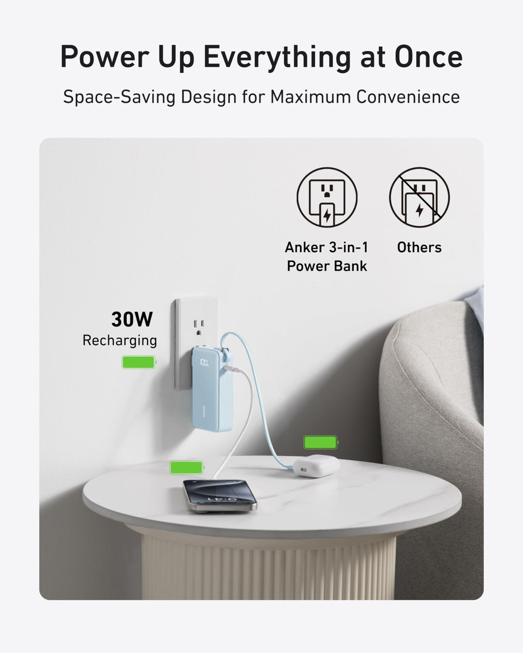Anker Power Bank (10K, Fusion, Built-In Cable) - MERGE.DAY.1.FREESTYLE