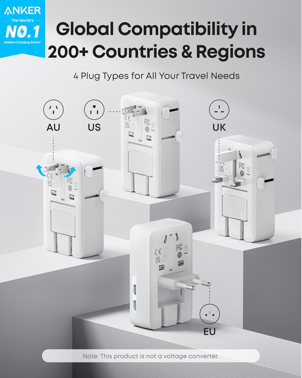 Anker Batería Externa para Portátil (25K, 165W, Cables Integrados y Retráctiles)