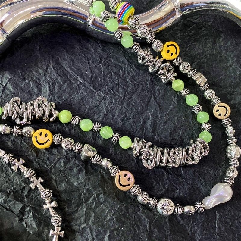 smiley face cross acrylic bead chain - MERGE.DAY.1.FREESTYLE