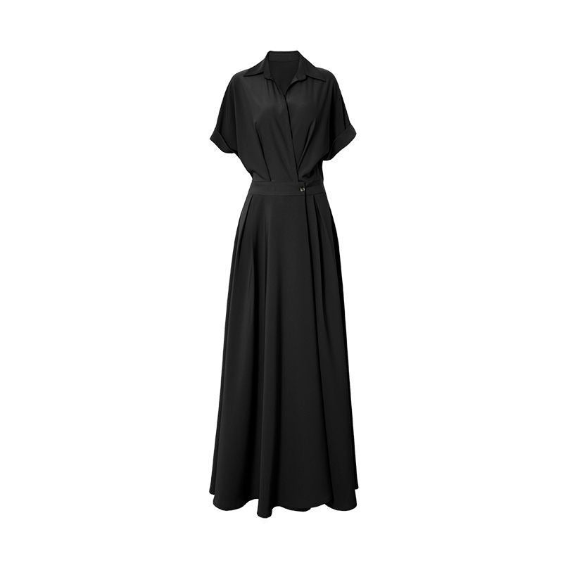 Turn-down Collar Women A-line Dress Long Sleeve Slim Waist Vestidos - MERGE.DAY.1.FREESTYLE