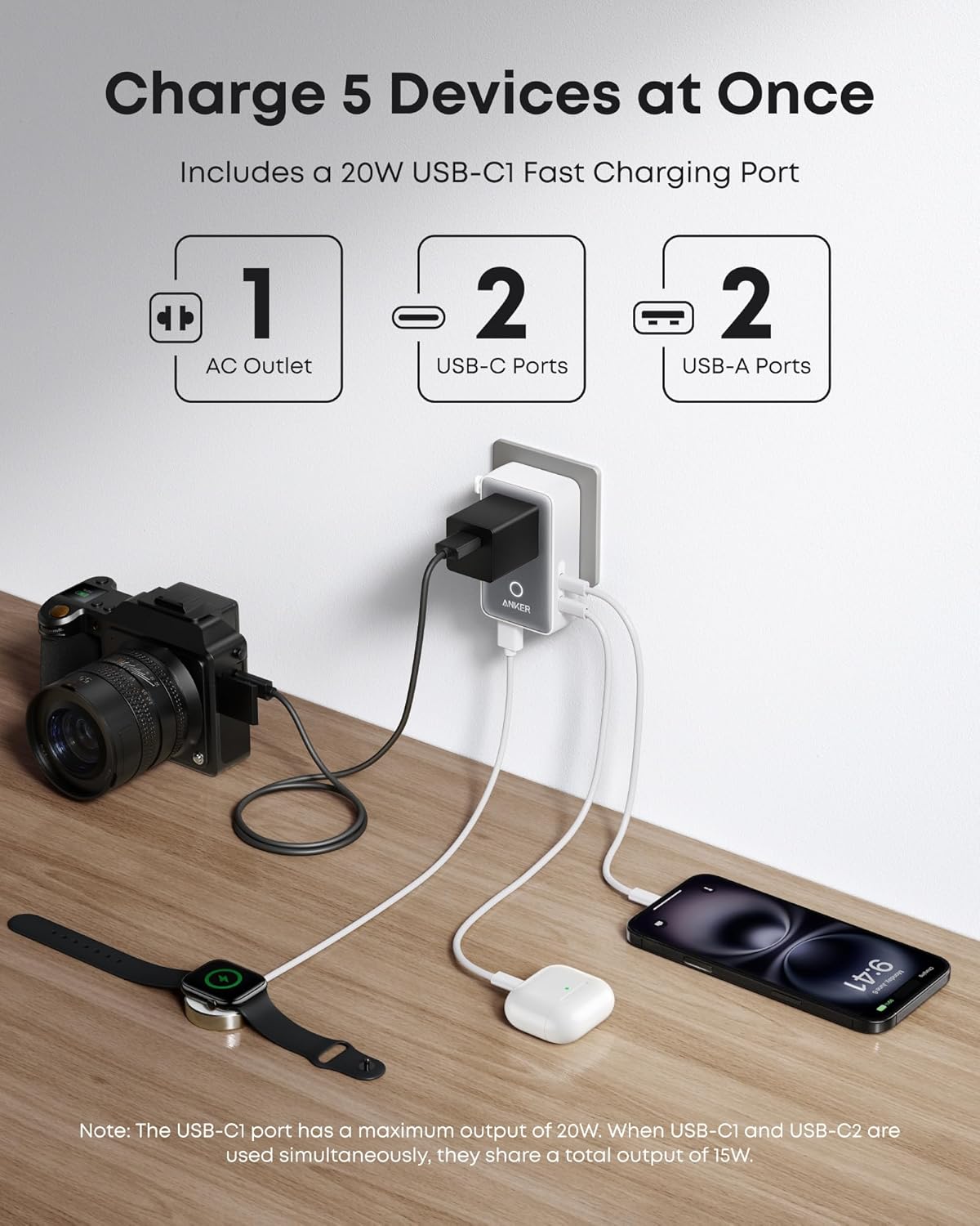 Anker Batería Externa para Portátil (25K, 165W, Cables Integrados y Retráctiles)