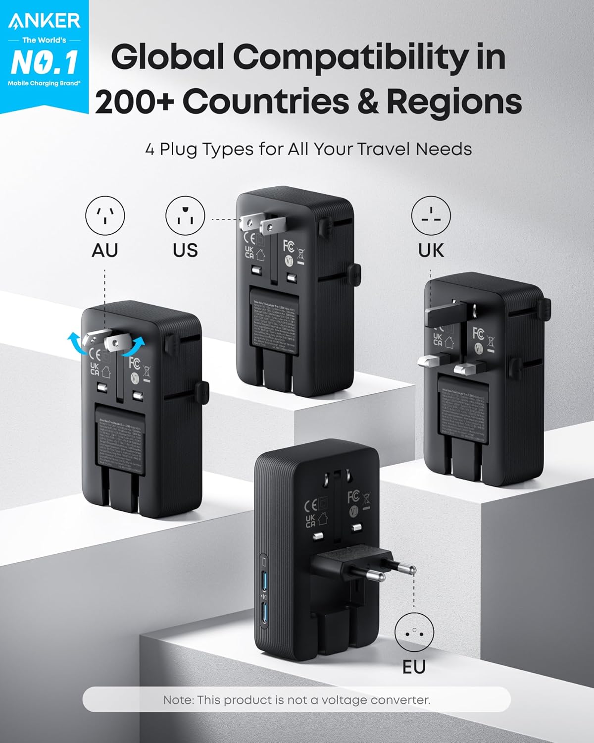 Anker Nano Travel Adapter (5-in-1, 20W, 1-Pack) - MERGE.DAY.1.FREESTYLE